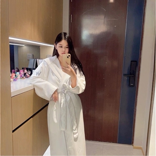 希尔顿万豪酒店浴袍奢华带帽贵气情侣睡袍男女系带加厚家居服吸水