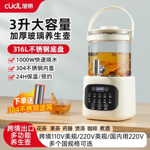 跨境出口110V电压养生壶花茶壶大容量煮茶器药膳烧水壶恒温壶3L