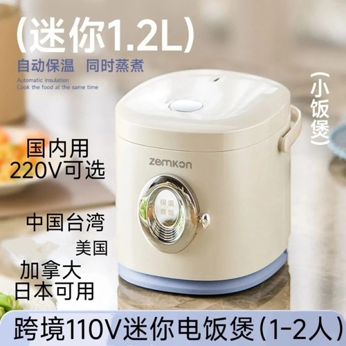跨境110V迷你电饭煲煮饭煮粥煲汤中国台湾美国加拿大日本1-2人用