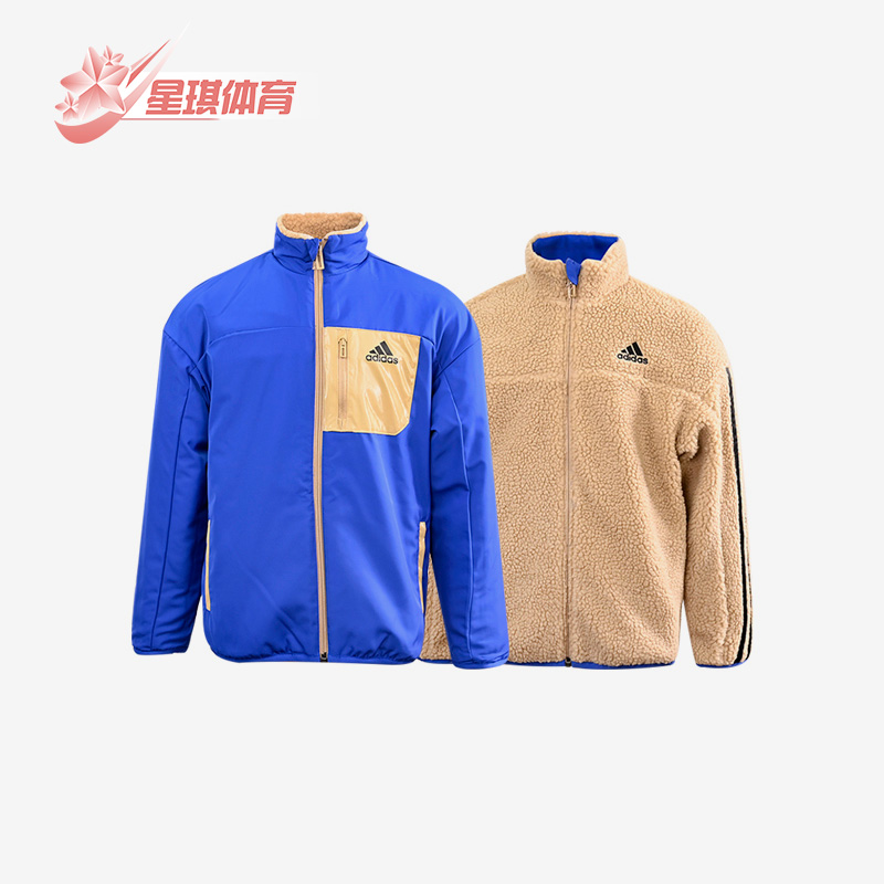 阿迪达斯大童摇粒绒双面穿外套