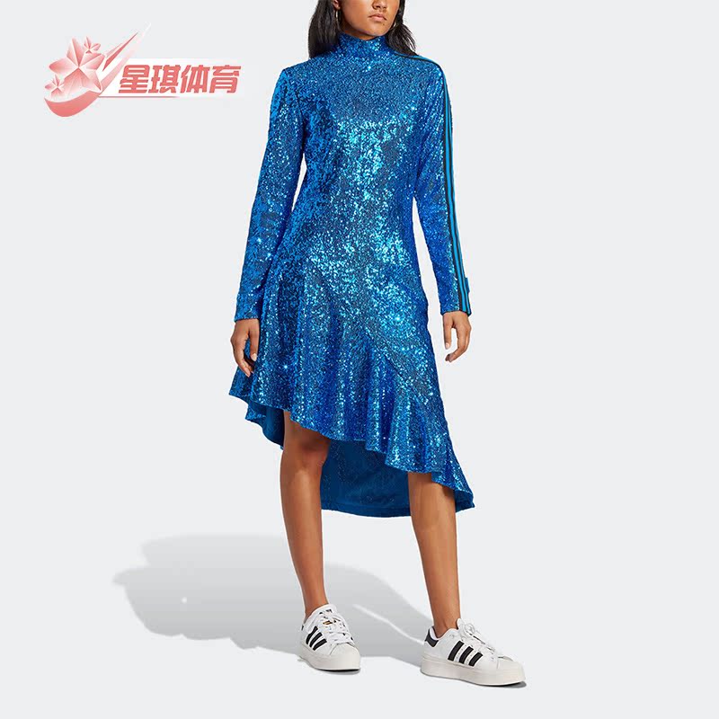 运动亮片连衣裙女子阿迪达斯正品