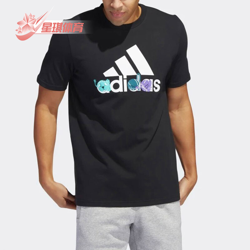阿迪达斯运动休闲圆领短袖