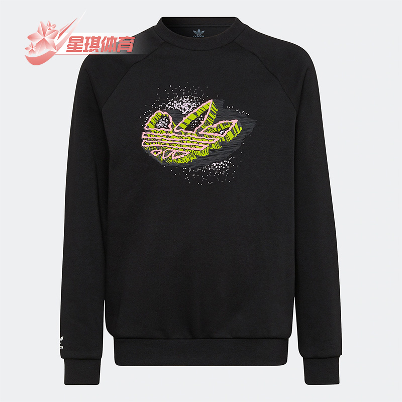 阿迪达斯三叶草大童运动套头卫衣