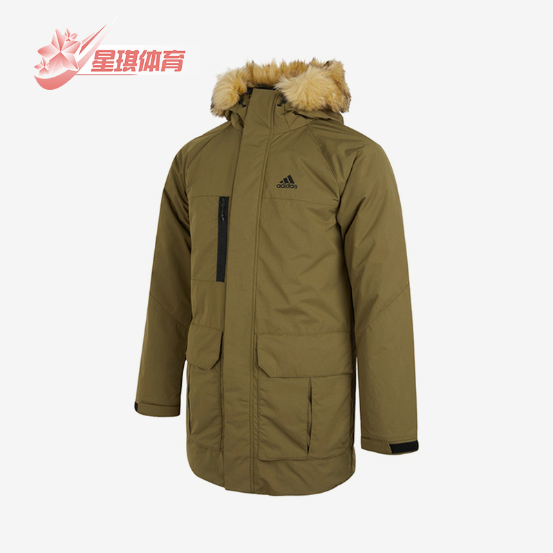 阿迪达斯男子保暖中长款羽绒服