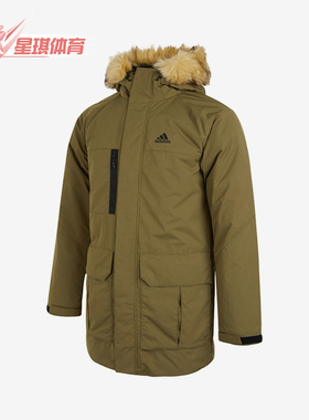 Adidas/阿迪达斯正品冬季男子连帽保暖中长款羽绒服外套 H20765