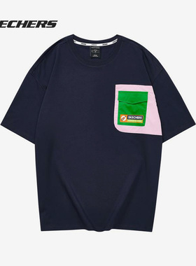 Skechers/斯凯奇正品新款男子时尚透气休闲短袖T恤 L221M117