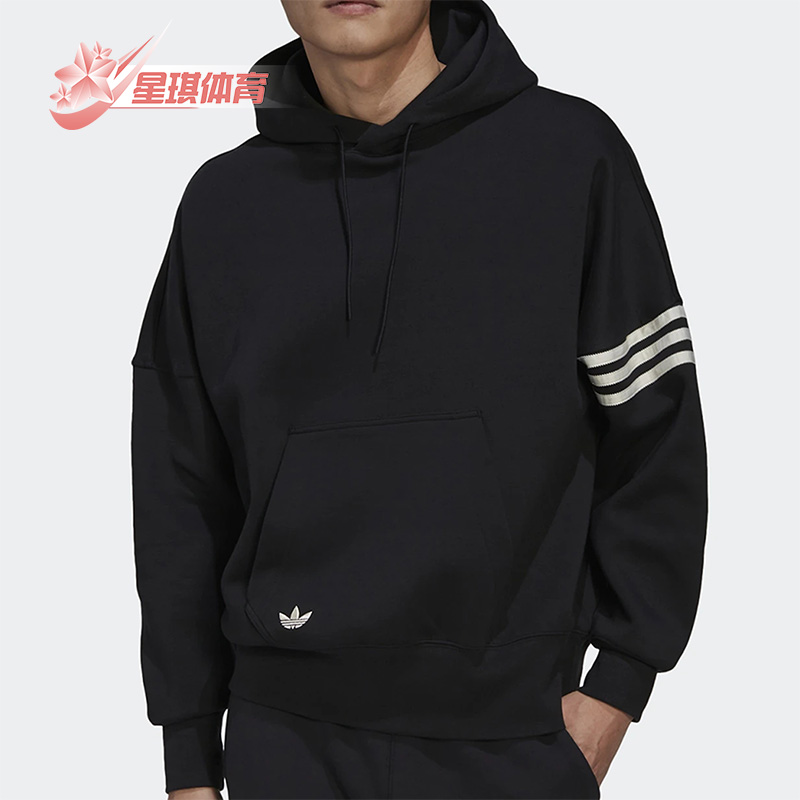 阿迪三叶草男运动透气连帽外套