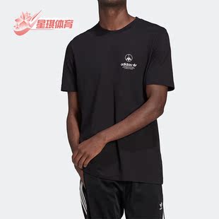 三叶草男子印花运动休闲宽松圆领短袖 HF4908 阿迪达斯正品 Adidas