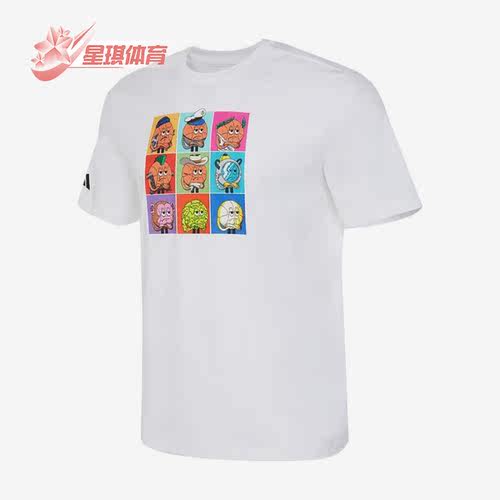 阿迪达斯男子运动卡通印花短袖