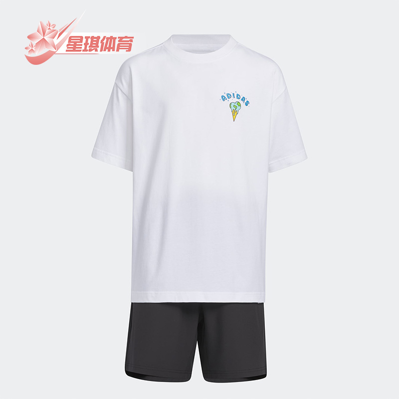 儿童休闲短袖套装阿迪达斯正品