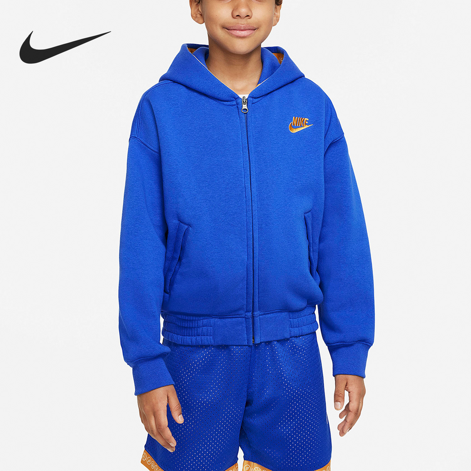 耐克针织大童防风连帽外套