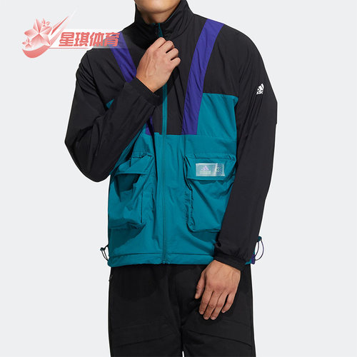 阿迪达斯夏季拼色男子休闲夹克