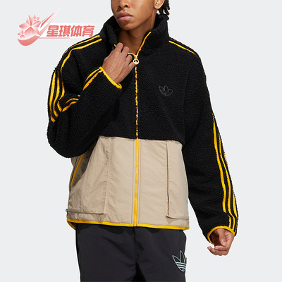 阿迪三叶草仿羊羔绒男子运动夹克