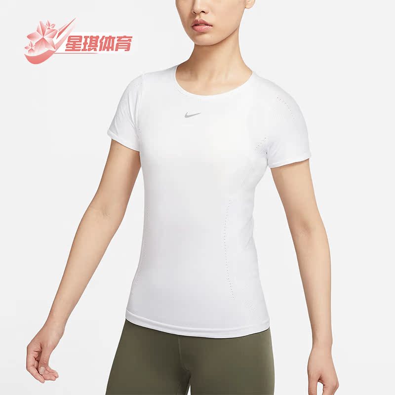 耐克女子圆领修身运动短袖T恤