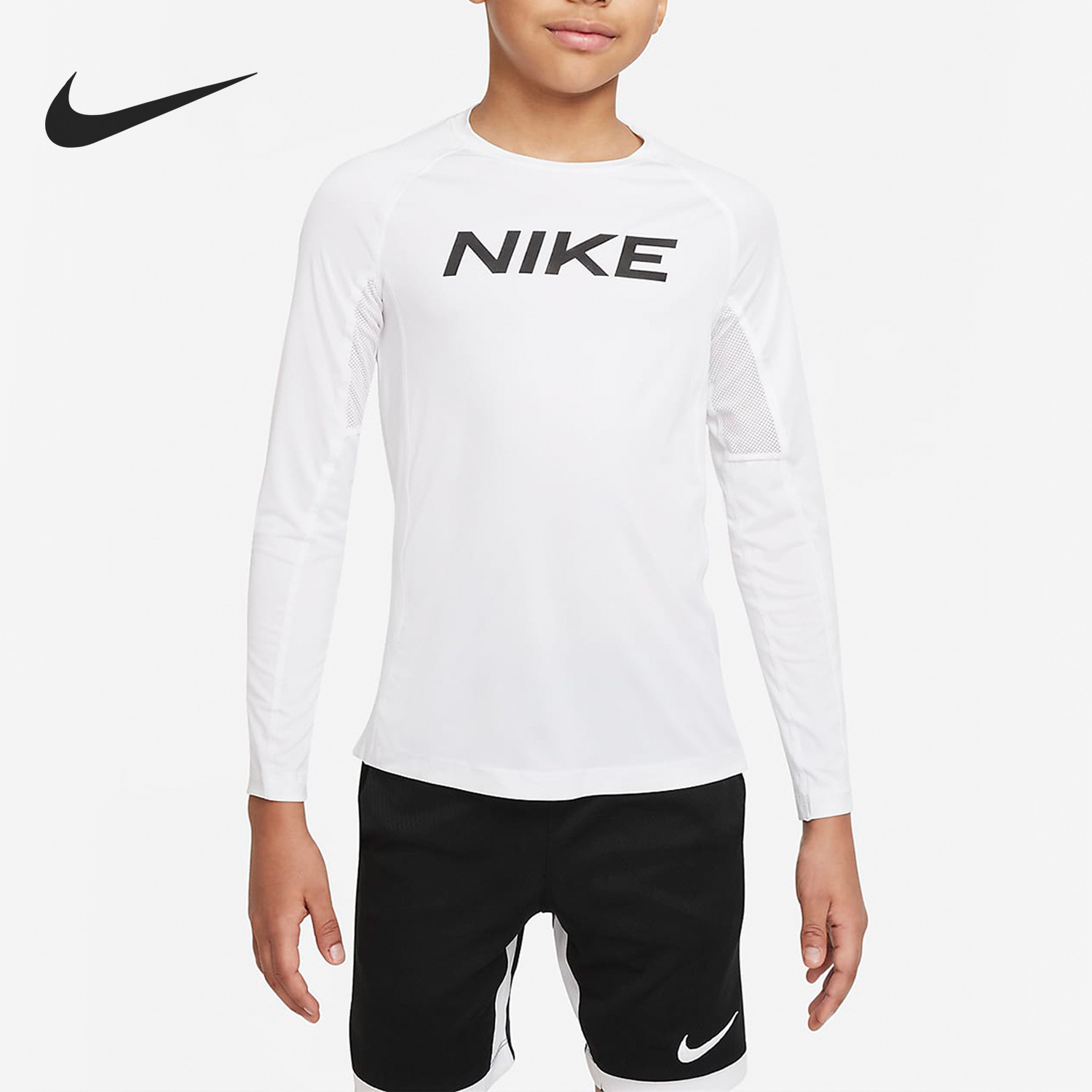 耐克大童运动透气圆领长袖T恤
