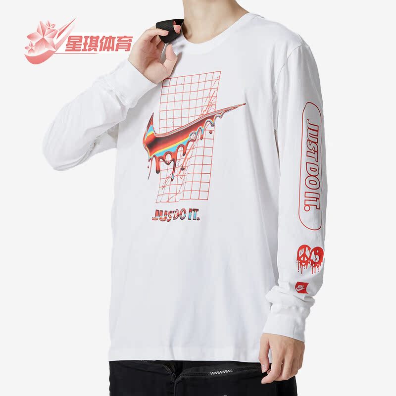 Nike/耐克正品夏新款男子运动休闲透气跑步印花长袖T恤DR8075-100