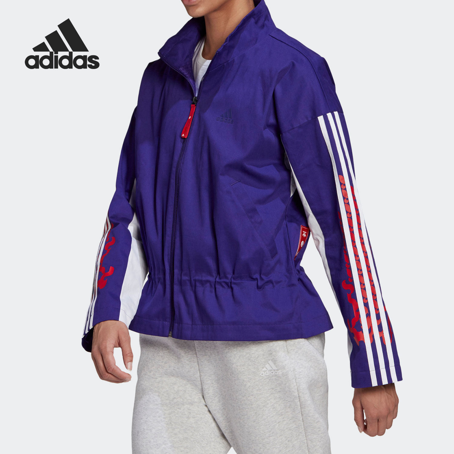 Adidas/阿迪达斯正品CNY 女子立领运动印花夹克外套 GS2401