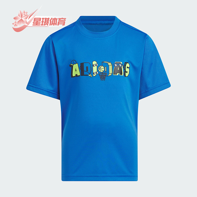 阿迪达斯正品小童运动休闲短袖