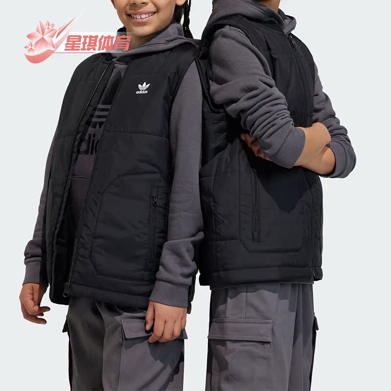 阿迪达斯正品大童运动棉马甲