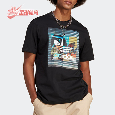 阿迪达斯正品男运动印花短袖