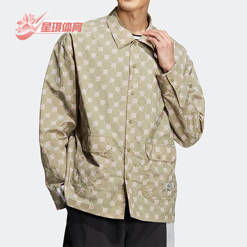 阿迪达斯男宽松翻领运动夹克外套