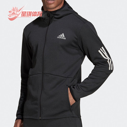 阿迪达斯运动男子连帽健身夹克