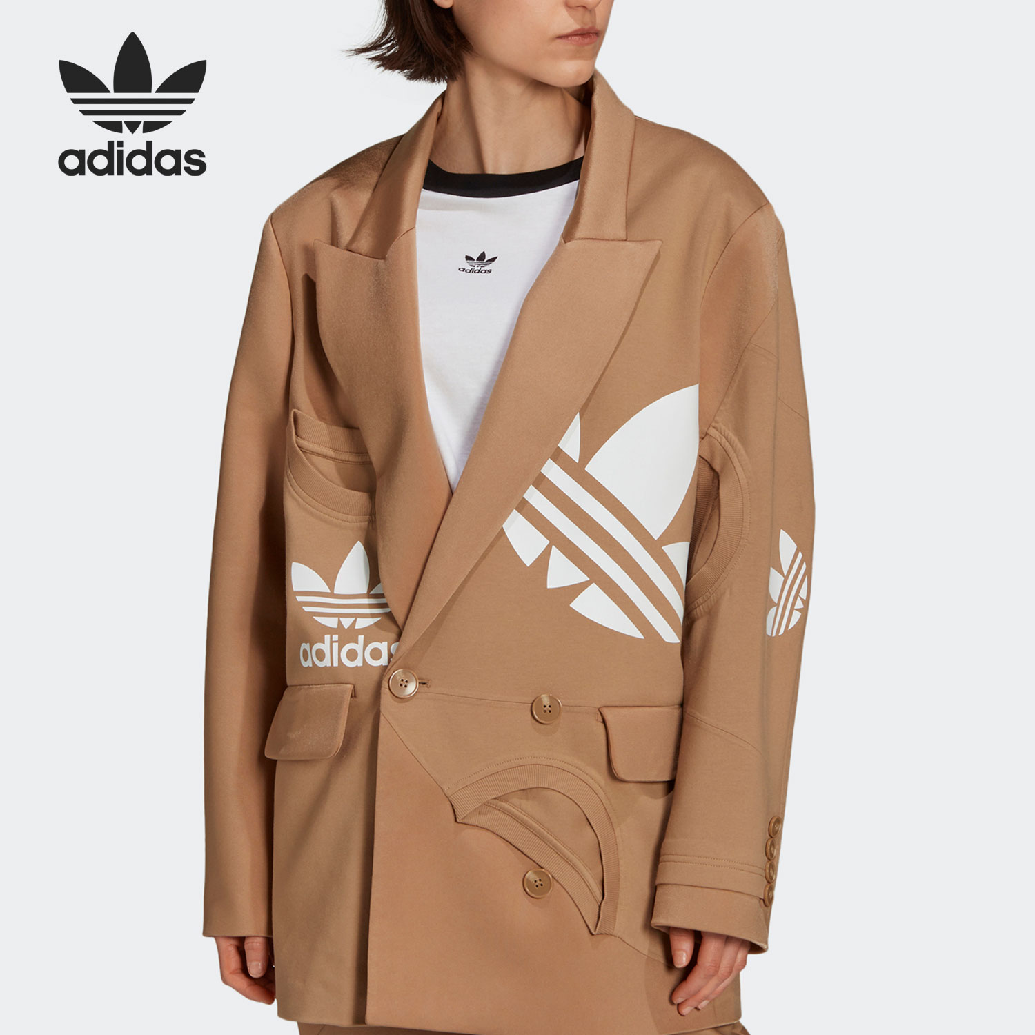 Adidas/阿迪达斯正品三叶草春季女子休闲运动茄克外套 H59041-封面