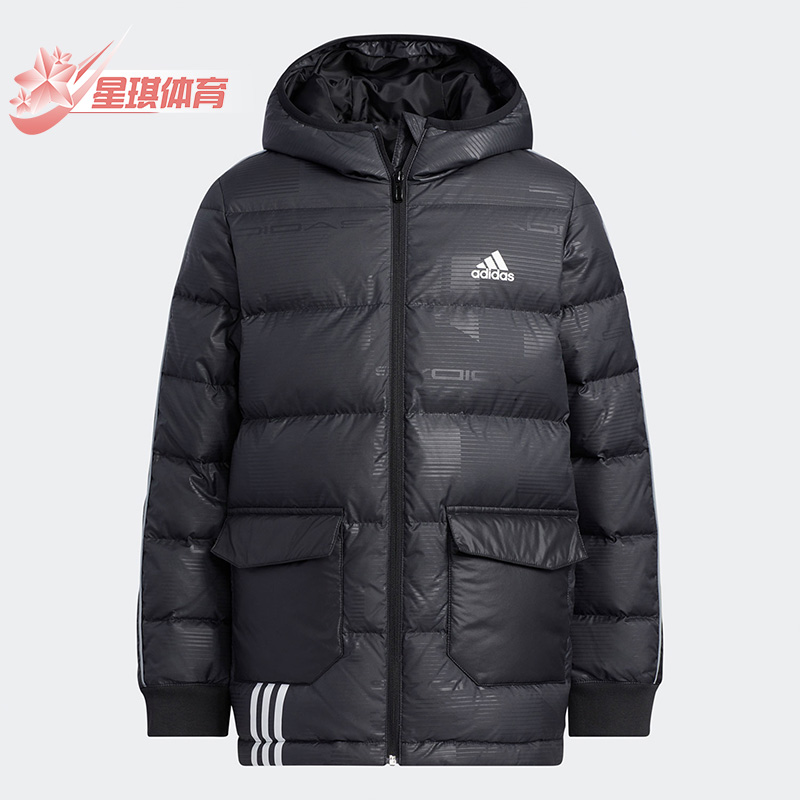 阿迪达斯大童运动连帽防风羽绒服