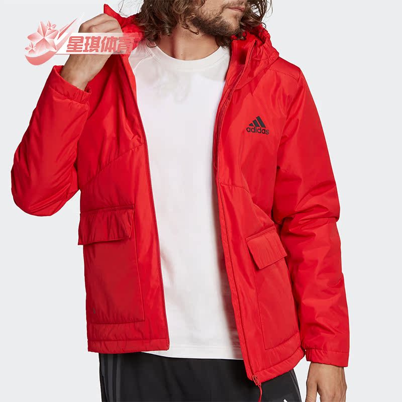 阿迪达斯户外棉服男连帽外套