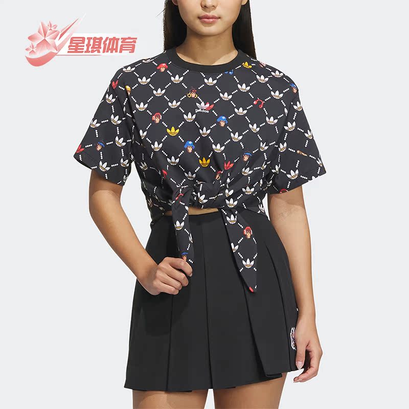 阿迪达斯正品女子印花运动短袖