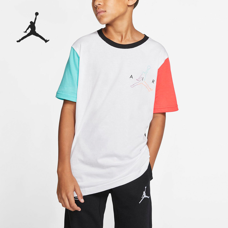 Nike/耐克正品 JORDAN 新款男大童圆领运动休闲短袖T恤CT5385