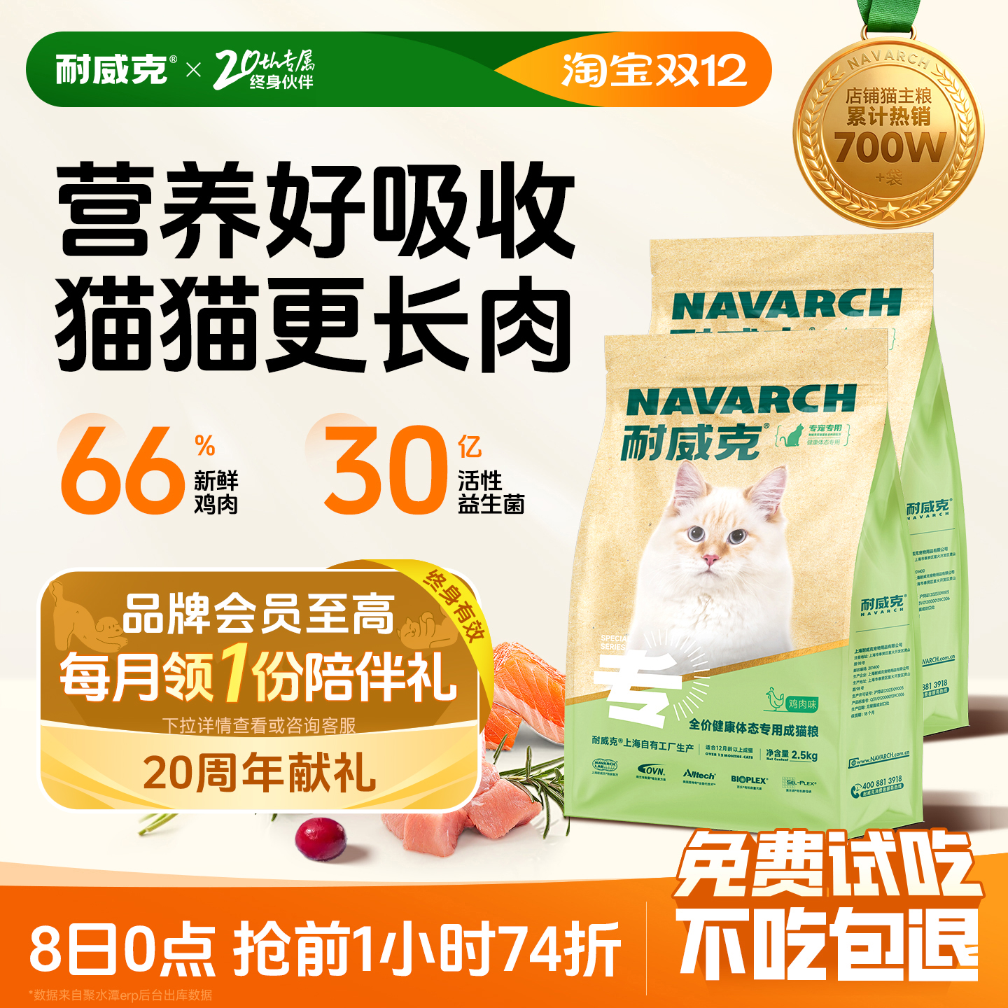 【19年0召回经典款】耐威克猫粮