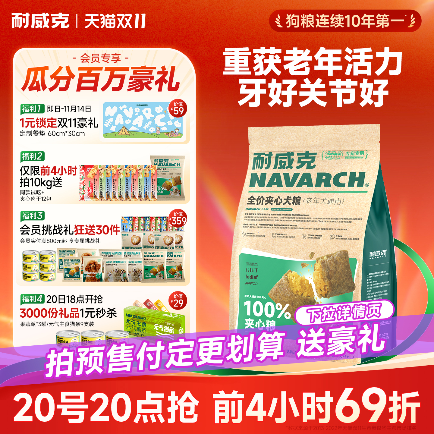 老年犬专用鲜肉夹心狗粮