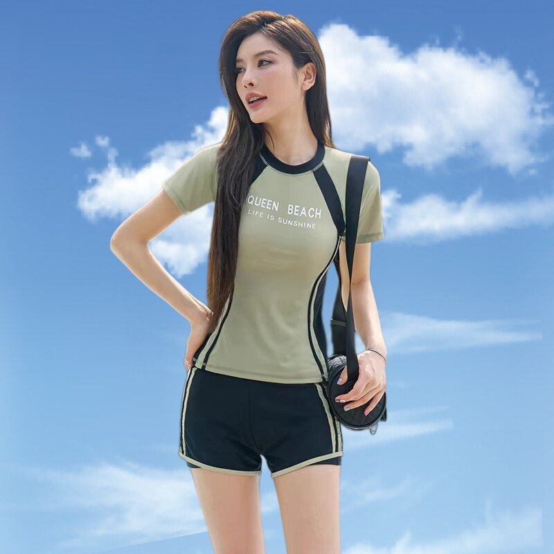 正品维多利亚泳衣女2026夏分体保守平角遮肚显瘦大码学生速干泳装