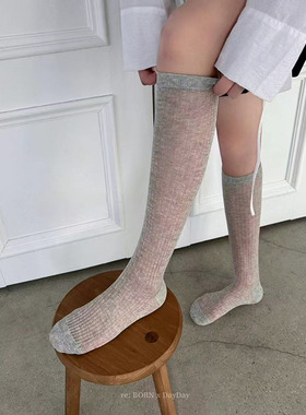 MARCA韩国代购东大门袜子女纯色坑条时尚百搭薄款小腿袜春夏新款