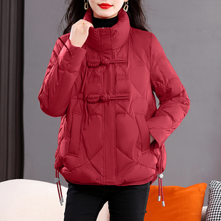 保暖妈妈外套潮 复古盘扣棉袄休闲显瘦宽松冬季 2025新款 棉服女短款