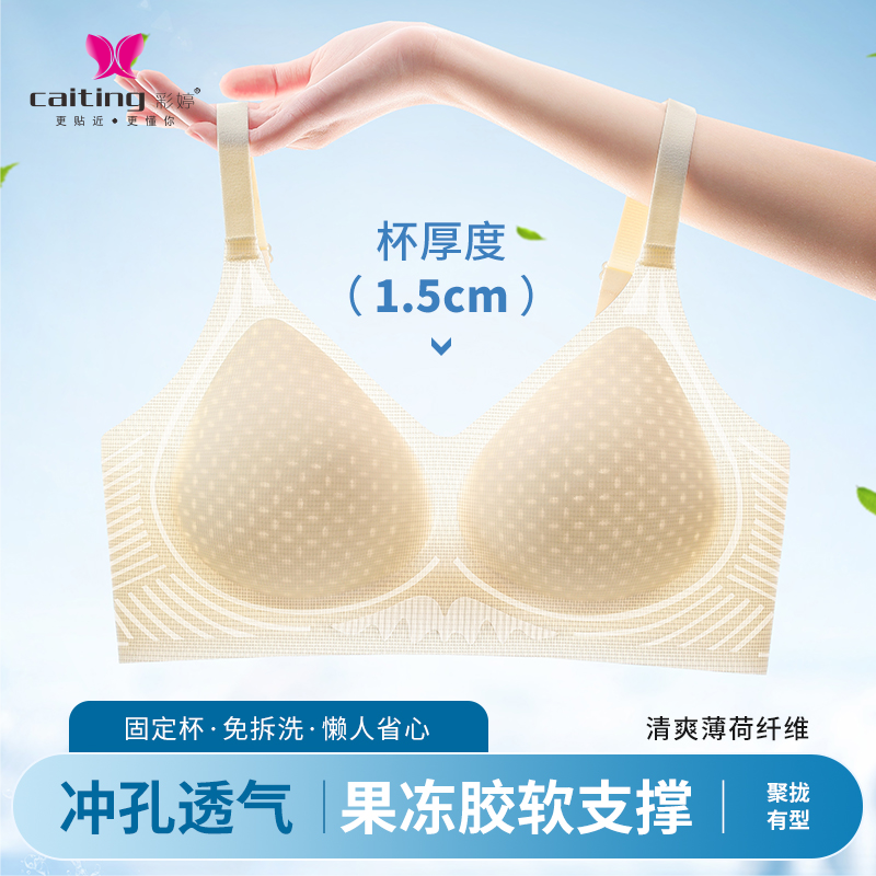 彩婷内衣女夏薄款无痕舒适体感面膜内衣收副乳文胸M-2XL码9327
