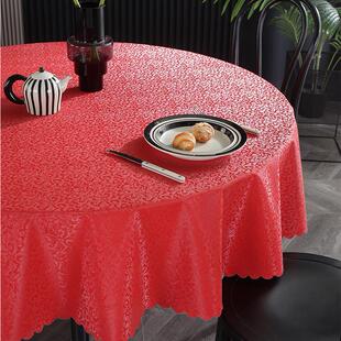 2026年新款轻奢高级感圆形桌布防水防油免洗防烫酒店饭店餐馆台布