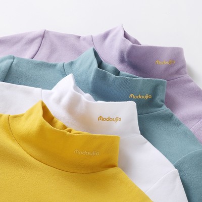 儿童高领打底衫德绒2024春秋冬新款女童秋衣男大童装宝宝中领上衣