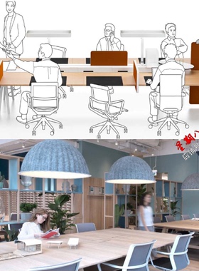 c194集艾办公室设计CAD施工图纸设计方案物料表现代简约办公室