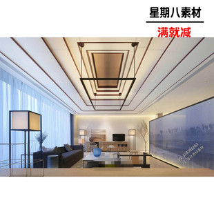 新中式 别墅样板间 作品CAD施工图纸实景照片名师设计原木风格