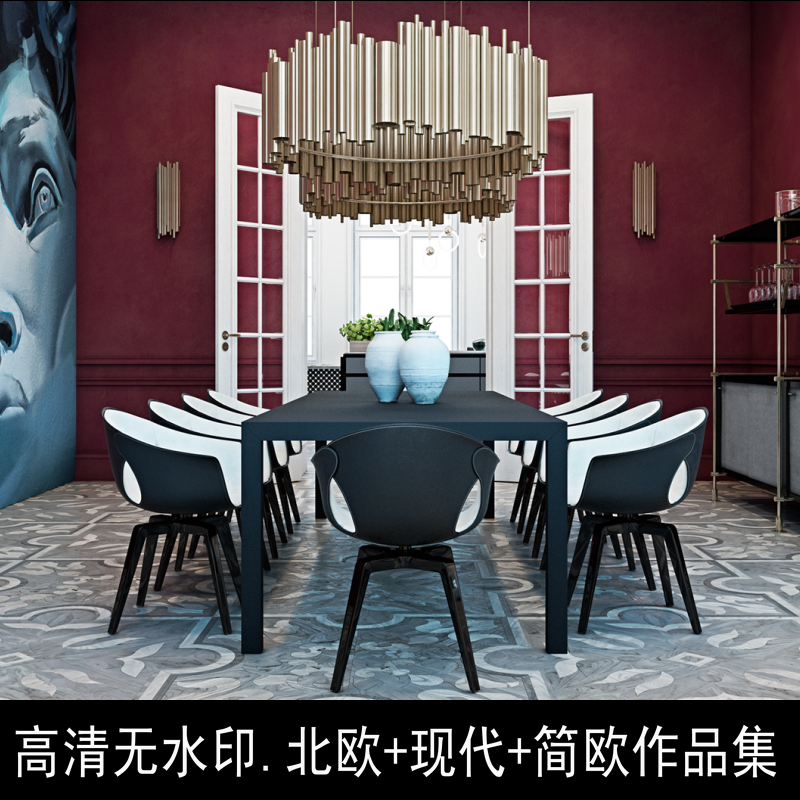 z68国外设计师作品集北欧简欧现代loft风格别墅样板房效果图实景