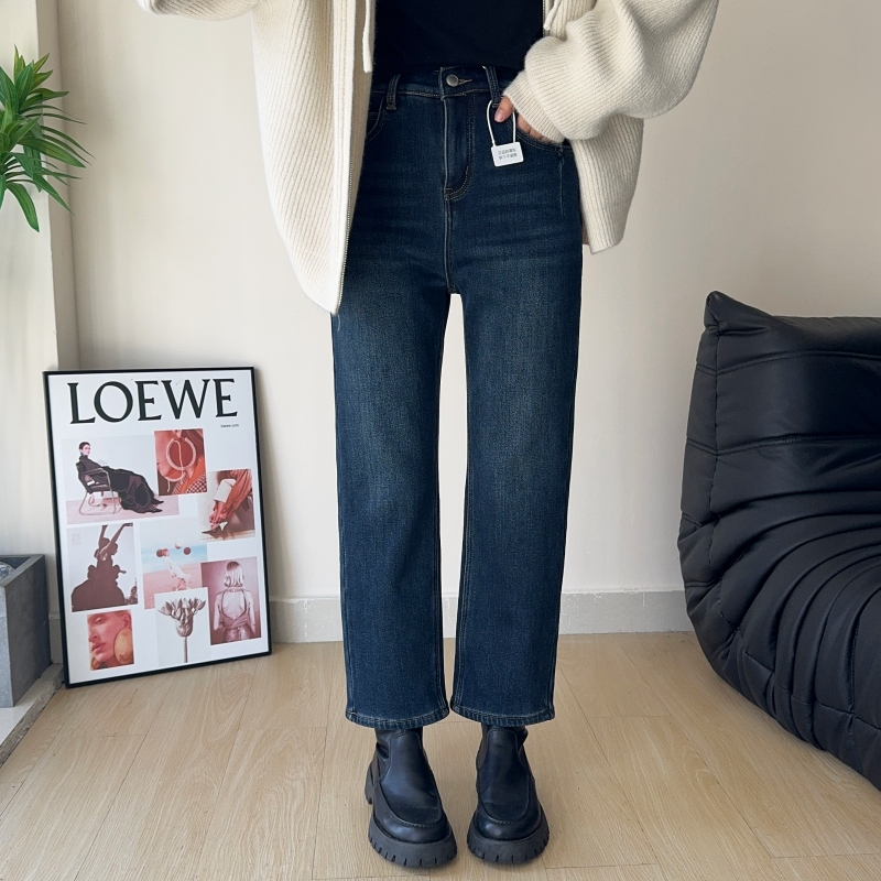 大码厚密密绒九分小直筒烟管裤