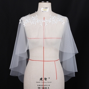 新娘简约网纱显瘦遮手臂蕾丝披风春夏季婚纱晚礼服披肩百搭纱斗篷