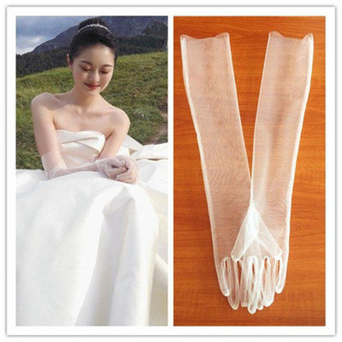 春夏季长款婚礼薄纱晚晚全指手套