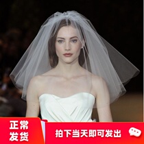 Korean wedding dress puffy bridal certificate short travel photo hard small head gauze Sen series headdress accessories white head dress