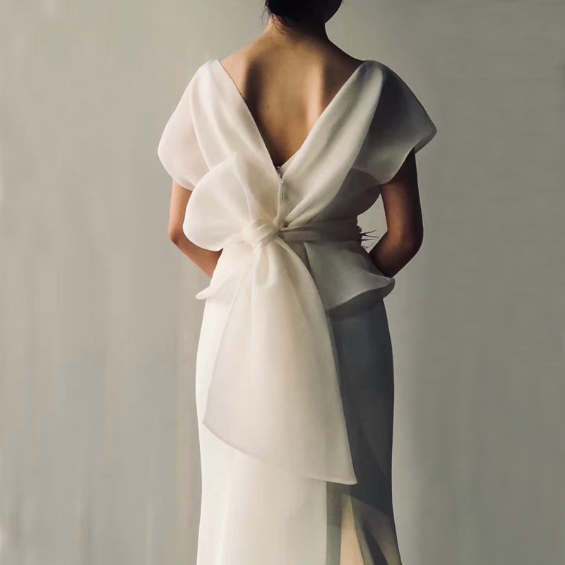 新款韩式简约修身婚纱森系唯美蝴蝶结披肩小拖尾包臀鱼尾礼服定制,女装/女士精品,婚纱,淘宝优惠券,粉丝福利购,淘宝优惠卷