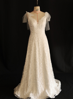 新款韩版蕾丝显瘦修身性感鱼尾婚纱超仙森系小拖尾A摆礼服定制