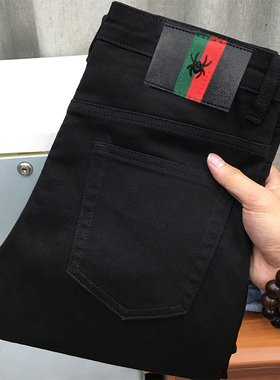 黑色牛仔裤男秋冬款潮流韩版百搭弹力修身小脚休闲牛仔长裤动力牛