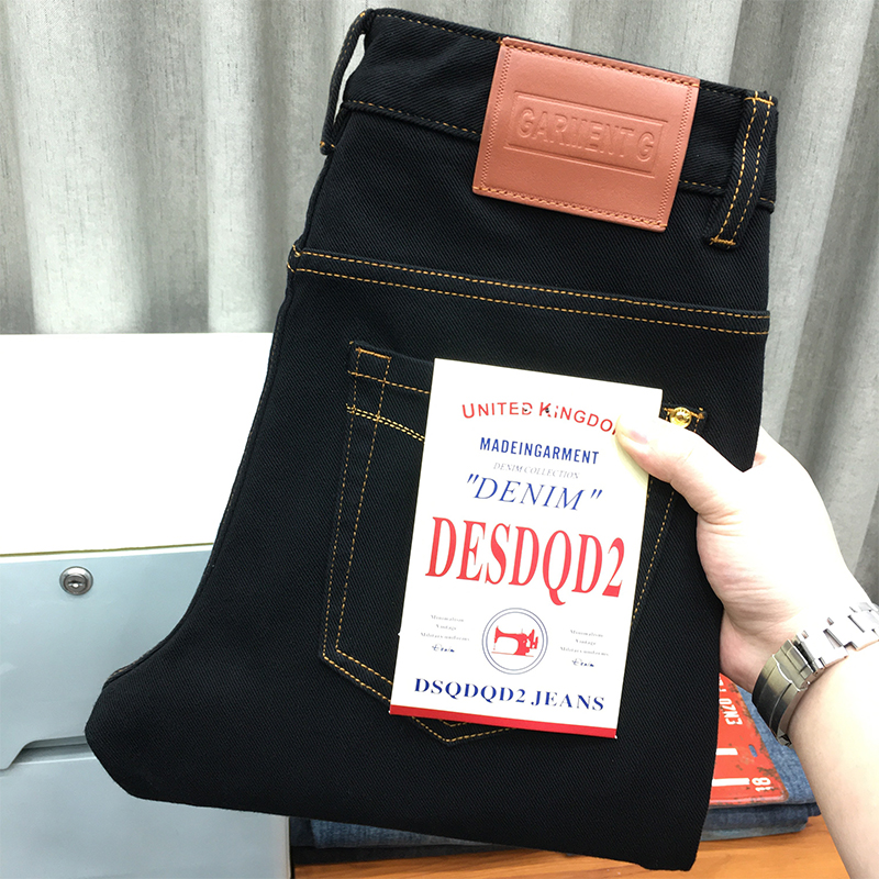 秋冬款黑色九分牛仔裤男原色普洗潮流休闲弹力修身小脚长裤冬季